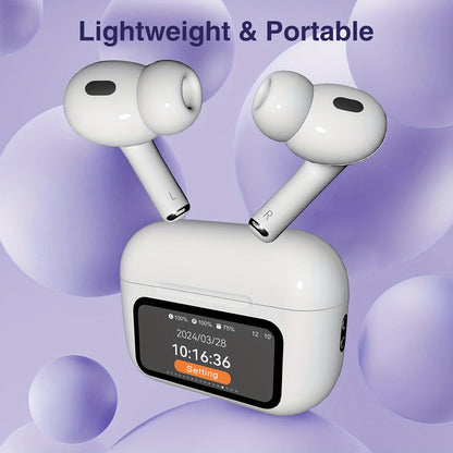 Smart Touch Screen Wireless  Earbuds, True Wireless Earphones Noise Cancelling Earbud