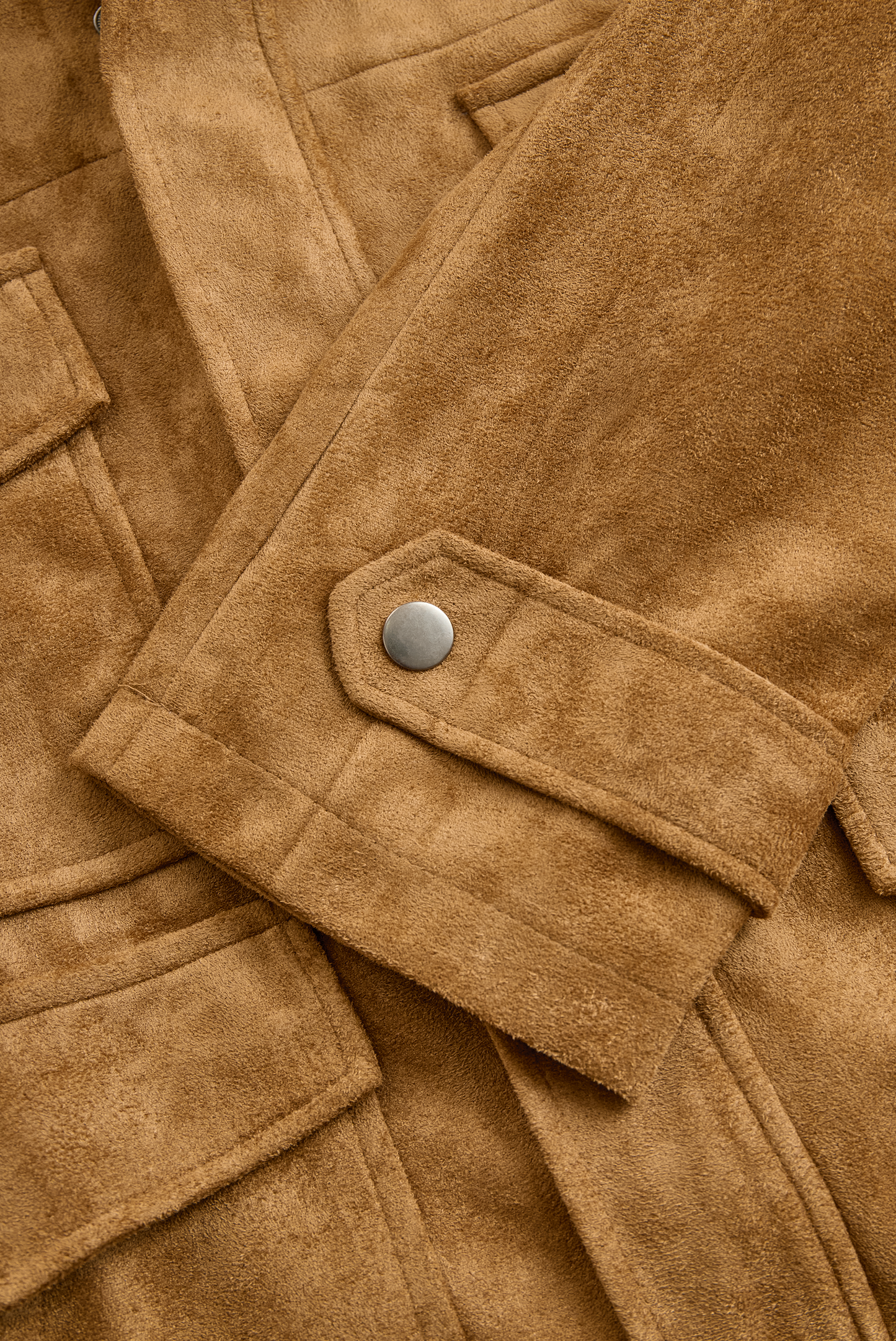 Men's Vintage Suede Fleece Collar Patchwork Multi-Pocket Zipper Coat