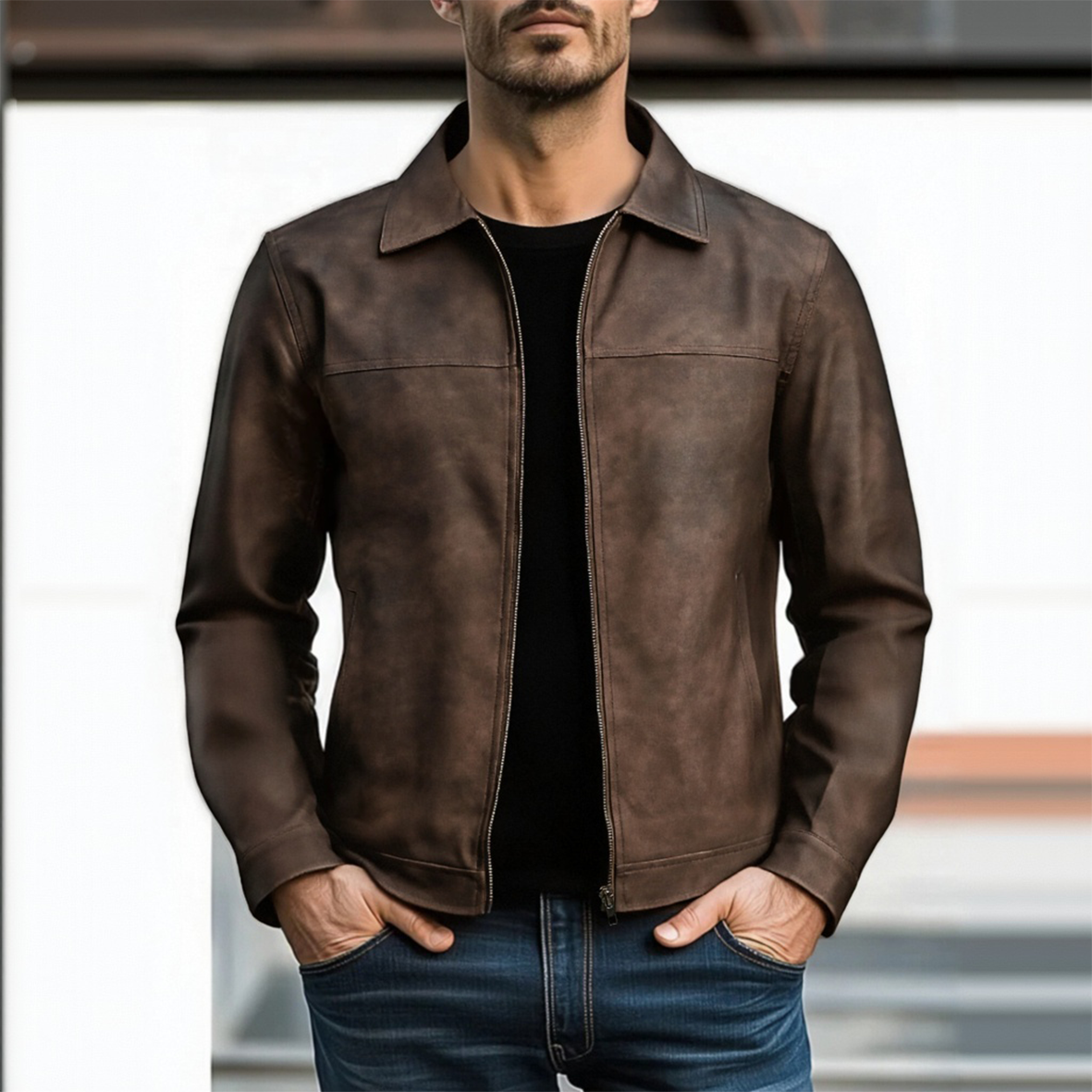 Men's Vintage Distressed Leather Jacket