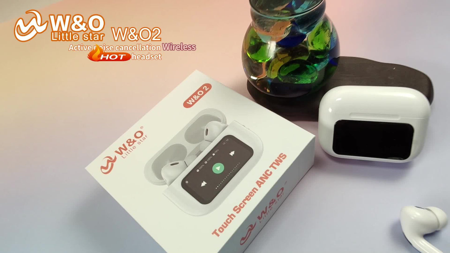 Smart Touch Screen Wireless  Earbuds, True Wireless Earphones Noise Cancelling Earbud