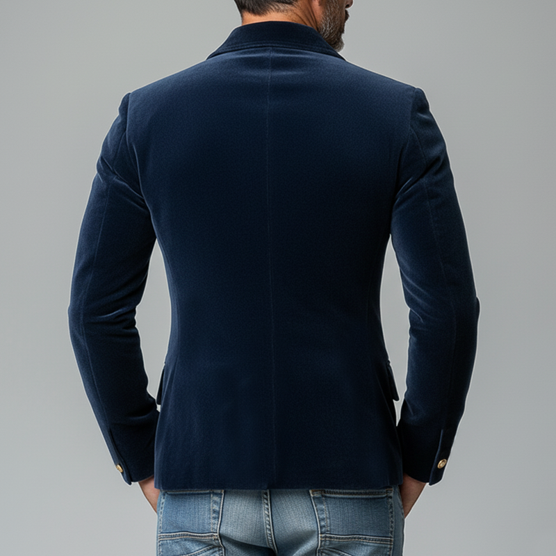 Men's Matte Velvet Lapel Double-Breasted Jacket