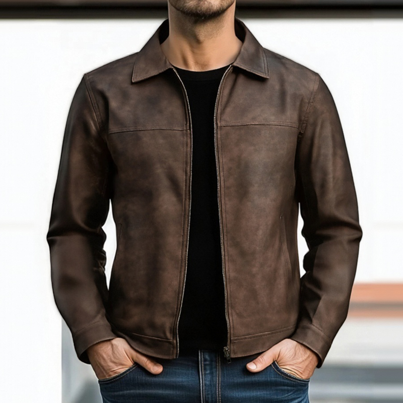 Men's Vintage Distressed Leather Jacket