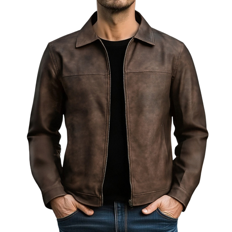 Men's Vintage Distressed Leather Jacket