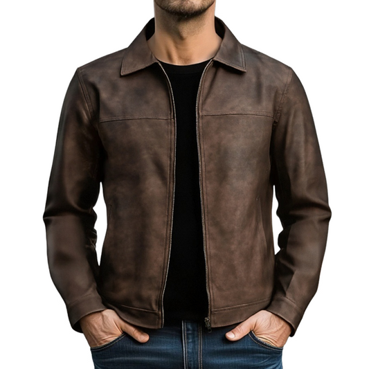 Men's Vintage Distressed Leather Jacket
