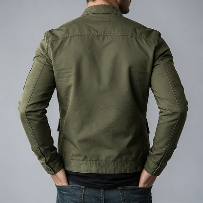 Men's Retro Casual Cotton Zipper Stand Collar Jacket