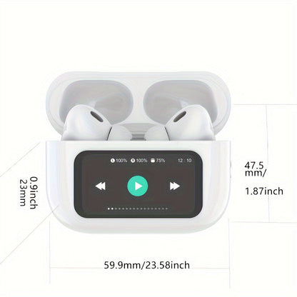 Smart Touch Screen Wireless  Earbuds, True Wireless Earphones Noise Cancelling Earbud