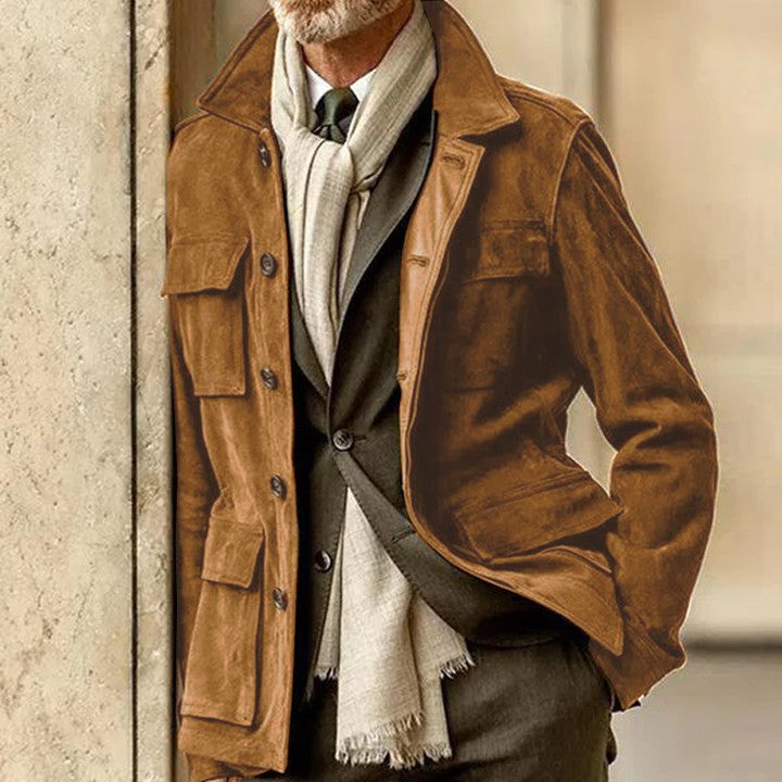 Piano Men's Suede Big Pocket Jacket