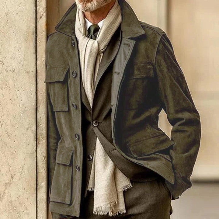 Piano Men's Suede Big Pocket Jacket
