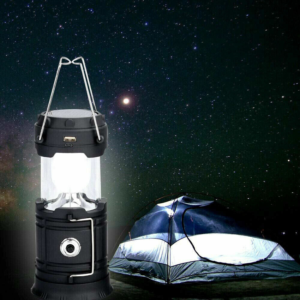 Solar Rechargeable LED Camping Lantern with Power Bank