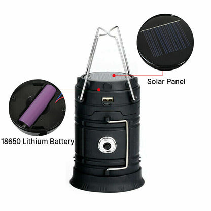 Solar Rechargeable LED Camping Lantern with Power Bank