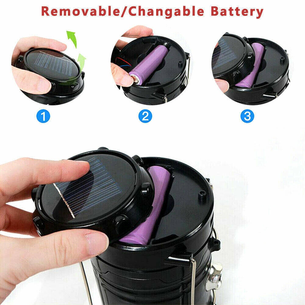 Solar Rechargeable LED Camping Lantern with Power Bank