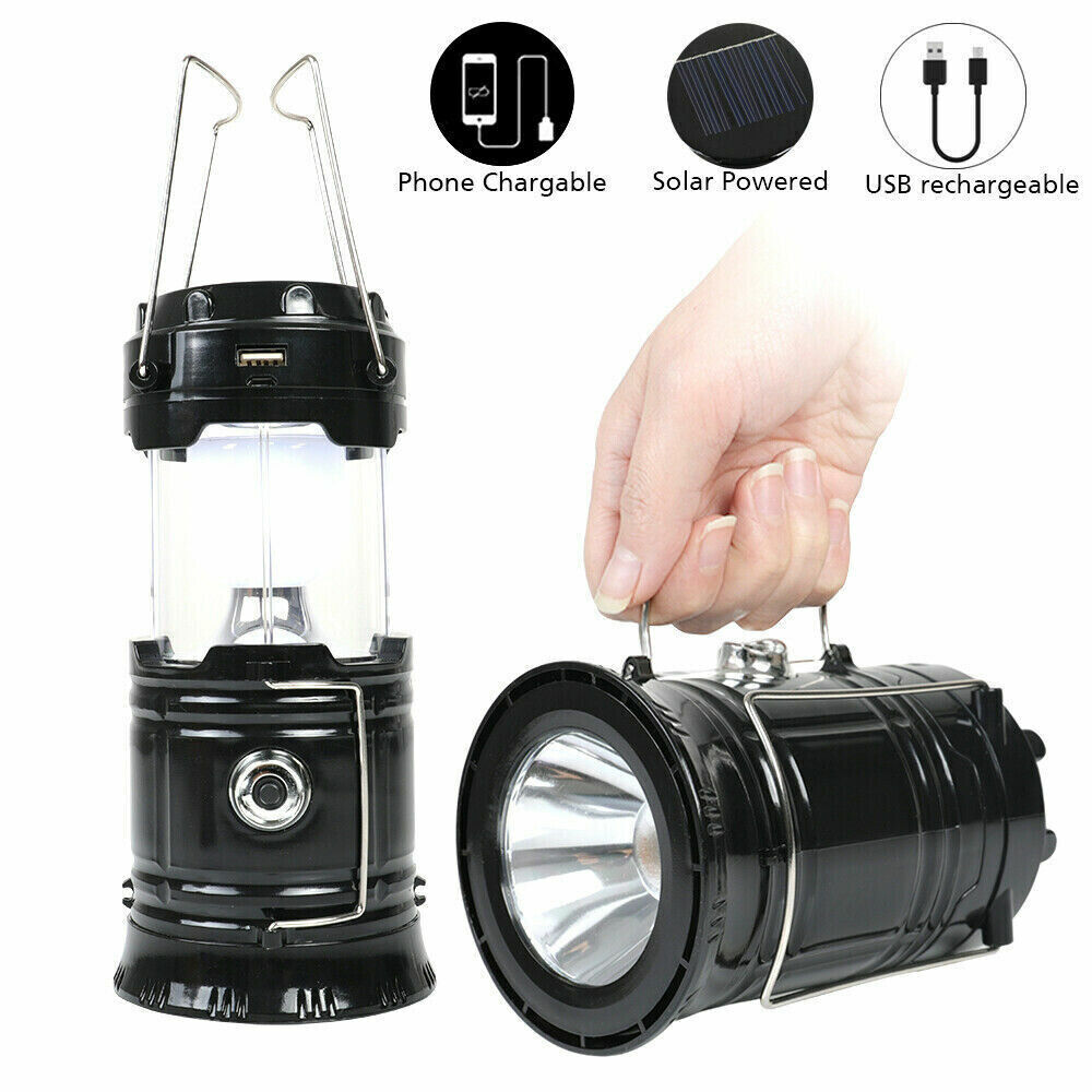 Solar Rechargeable LED Camping Lantern with Power Bank