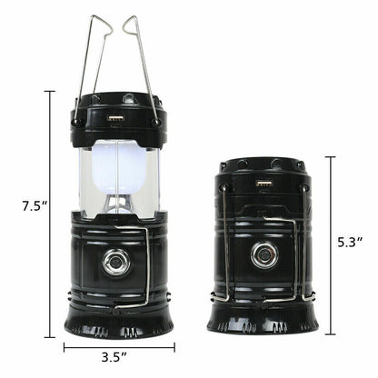 Solar Rechargeable LED Camping Lantern with Power Bank