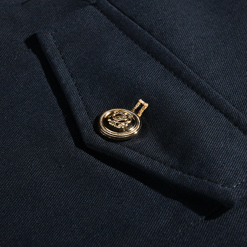 Men's Vintage Casual Solid Stand Collar Button Jacket