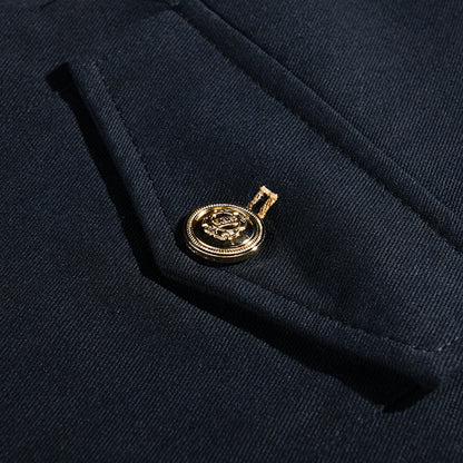 Men's Vintage Casual Solid Stand Collar Button Jacket